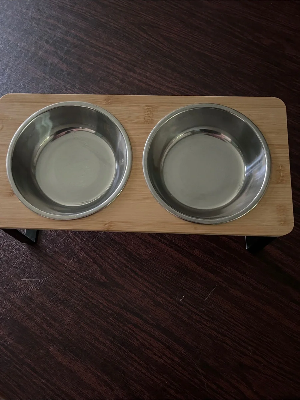 Elevated Bamboo Dog Feeding Stand with Stainless Steel Bowls - Natural